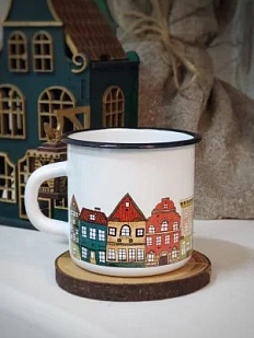 Эмалированная кружка Магтрэп «Голландские домики», белая, 400 мл