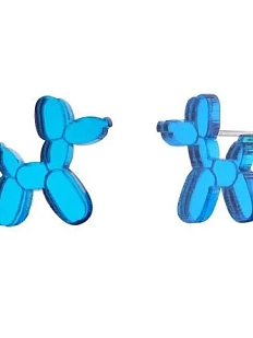 Серьги-гвоздики Monolama «Собаки из шариков», оргстекло, голубые