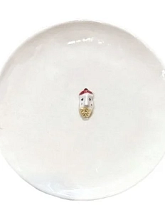 Тарелка ручной работы Мария Гордеева с фигуркой Лицо, белая, полуфарфор, 19,5 см