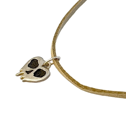 Кулон ручной работы на кожаном ремешке «Череп», нейзильбер, фото 3.