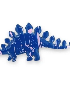 Брошь ручной работы «Стегозавр», синяя, дерево