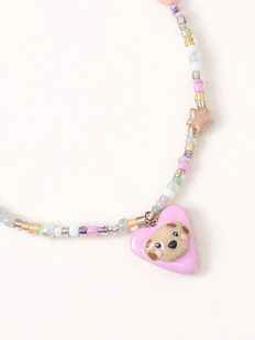 Чокер ручной работы с сердечком «Собачка», полимерная глина, бисер