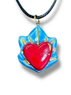 Подвеска керамическая ручной работы с сердцем, красная