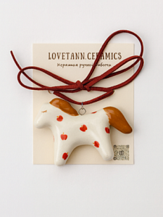 Чокер ручной работы «Лошадка» с яблоками, полуфарфор