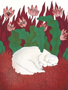 Открытка Валя Карнавалова «Белый кот», односторонняя, А6