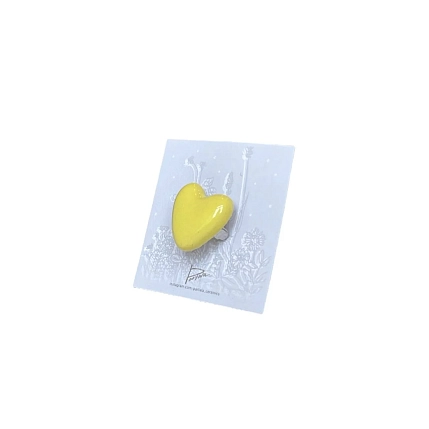 Брошь ручной работы Партала керамика «Сердце», желтая, фото 2.