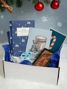 Подарочный набор на Новый год с книгой «Зимние повести и рассказы русских писателей», блокнотом, брелком и шоколадом
