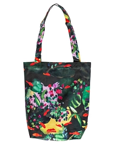 Сумка шоппер Забористый текстиль «Красные рыбки», зеленый