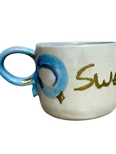 Кружка ручной работы c надписью «Sweet», синяя, керамика, 250 мл