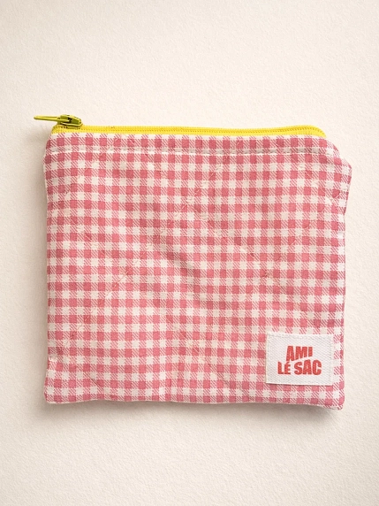 Мини-кошелёк ручной работы АМИ (Ami lé sac), розовая мелкая клетка, фото 1.