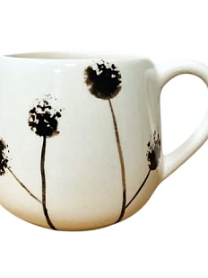 Кружка ручной работы Катя Вебер «Одуванчики», белая, керамика, 200 мл