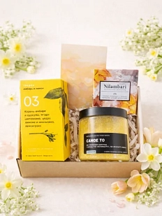 Подарочный набор на 8 марта с чаем, шипучкой для ванны и шоколадом