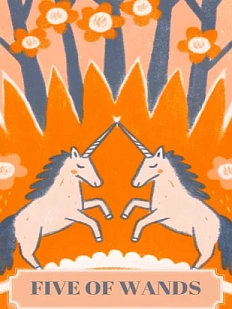 Открытка Таро Пятерка Жезлов (Five of Wands)