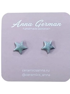 Серёжки-гвоздики Анна Герман «Звёздочки», фарфор