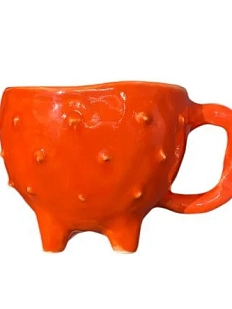 Кружка Быкова керамика на ножках с шипами Орепей, красная, 200 мл, керамика