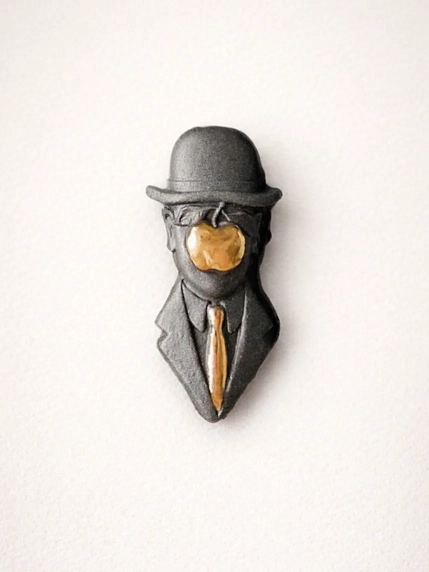 Брошь ручной работы Фарфор Булыгина «Магритт», чёрно-золотистая, фото 4.