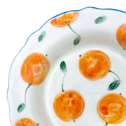 Тарелка глубокая ручной работы Чашки и поцелуи «Мандарин», полуфарфор, 20 см, фото 3.