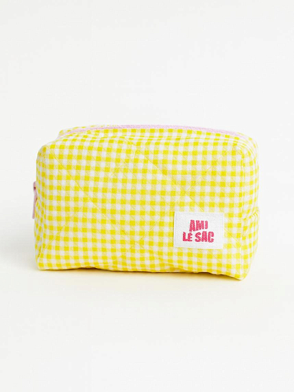 Косметичка ручной работы «Bebesss», жёлтая клетка, фото 2.