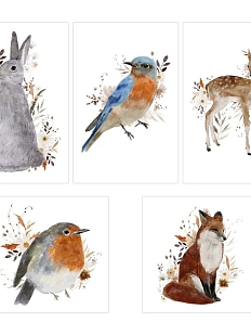 Набор открыток «Осенние зверята» 5 шт.