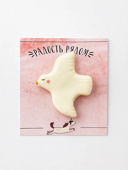 Брошь Радость Рядом «Птичка», полимерная глина, белая, фото 2.