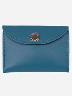 Cкладной кошелёк визитница ручной работы, Kokosina bags, натуральная кожа, васильковый