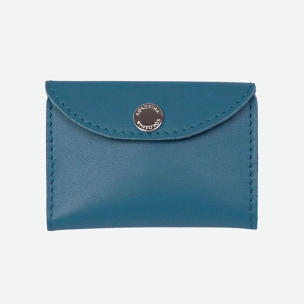 Cкладной кошелёк визитница ручной работы, Kokosina bags, натуральная кожа, васильковый, фото 1.