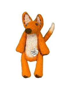 Брошь ручной работы Лисица, шерсть