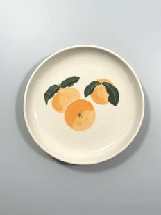 Тарелка ручной работы Йеллоускуп «Мандаринки», керамика, 15 см