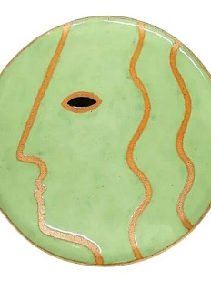 Панно керамическое ручной работы «Лицо девушки», зелёное, 25 см