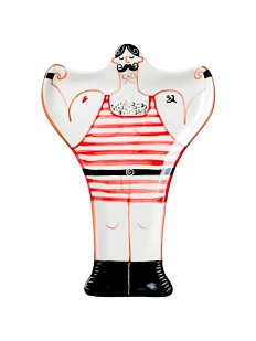 Фигурная тарелка ручной работы «Красавец мужчина», полуфарфор, 26 см