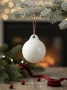 Ёлочная игрушка ММ керамика шар, белая