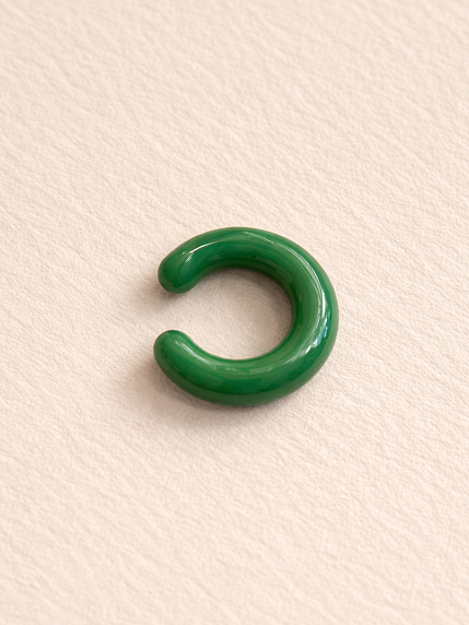 Кафф Лампджой глянцевый, стекло, изумрудный, фото 1.