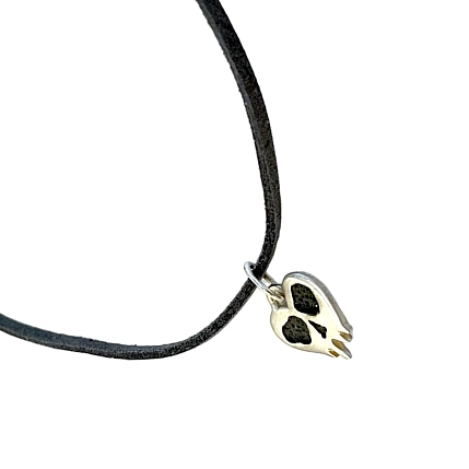 Кулон ручной работы на кожаном ремешке «Череп», нейзильбер, фото 5.