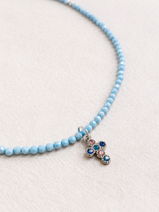 Чокер Migette из голубого циркона с подвеской «Крестик»  