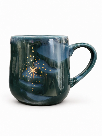 Кружка ручной работы NF ceramics «Когда мне грустно, я колдую», синяя, керамика, 600 мл, фото 2.