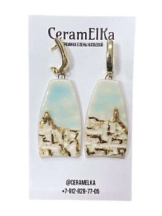 Серьги КерамЕлКа «Городской пейзаж», фарфор, голубые