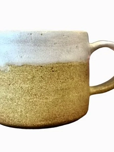 Кружка ручной работы Кимбриа «Полоса», бело-коричневая, керамика, 300 мл