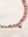 Цепь с розовым кварцем и подвеской «Сердечко» Migette, превью фото 1