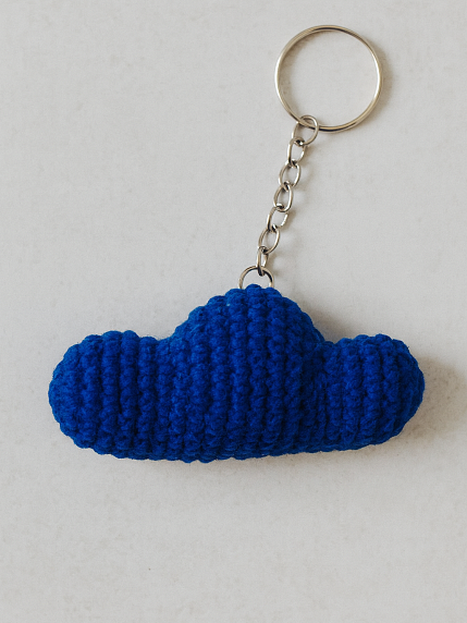Вязаный брелок «Тучка», синий, фото 2.