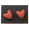 Серёжки-гвоздики ручной работы Мария Гордеева Сердечки, керамика, бледно-красные, превью фото 1