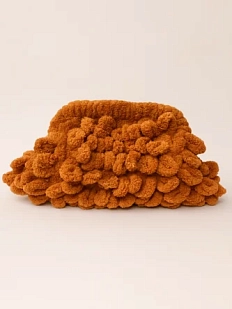 Косметичка вязаная ручной работы, светло-оранжевая