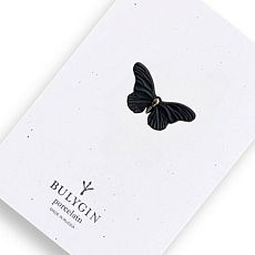 Брошь ручной работы Bulygin «Бабочка», фарфор, чёрно-серебристая