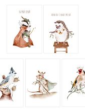Набор открыток Наталья Филипович «Лесные зверята» 5 шт.