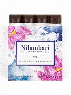 Шоколад Nilambari горький 92%, без сахара