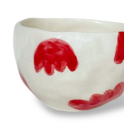 Кружка ручной работы Керамика Дарьи Карпиной «Красные тюльпаны», белая, 350 мл, фото 3.