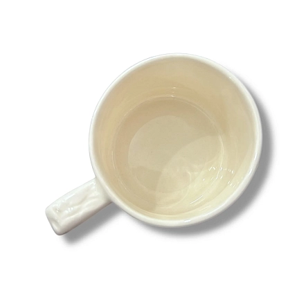 Кружка ручной работы Анна Герман с объёмными золотыми звёздочками и надписью "Продолжай расти", белая, фарфор, 300 мл, фото 4.