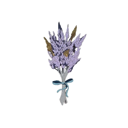 Брошь ручной работы ОКподолинс «Лаванда», сиреневая, дерево, фото 1.