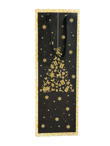 Пакет подарочный блестящий под бутылку «Ёлка», фото 1.