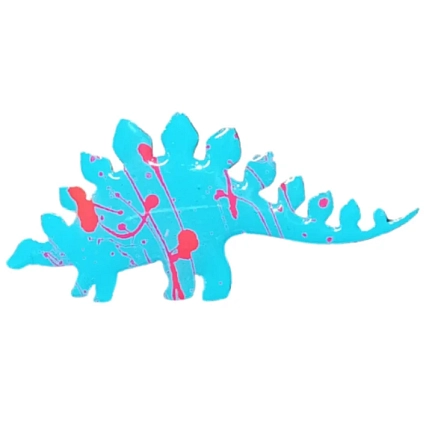 Брошь ручной работы Ручками-Ручками «Стегозавр», голубая, дерево, фото 1.