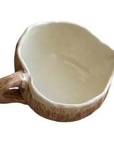 Кружка-сердечко ручной работы Катя Вебер «Кокос», коричневая, керамика, 180 мл